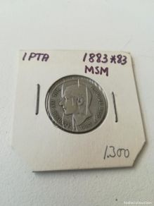Coins of Spain: Moneda de plata España, Alfonso XII, 1883, 1 peseta, *83